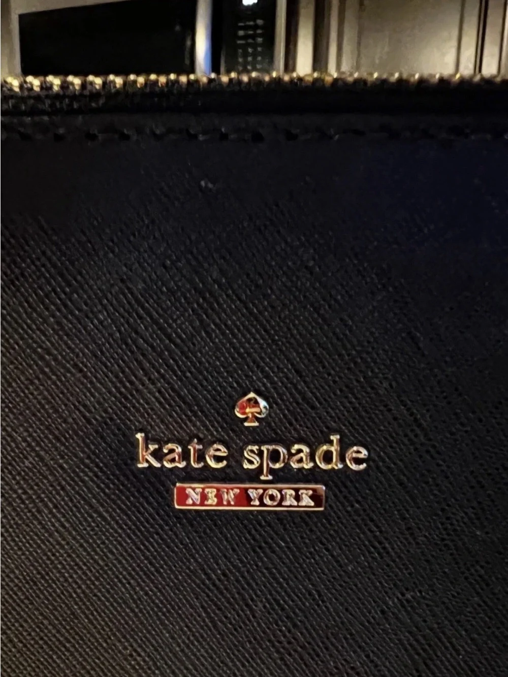 kate spade black leather dome satchel with gold hardware
